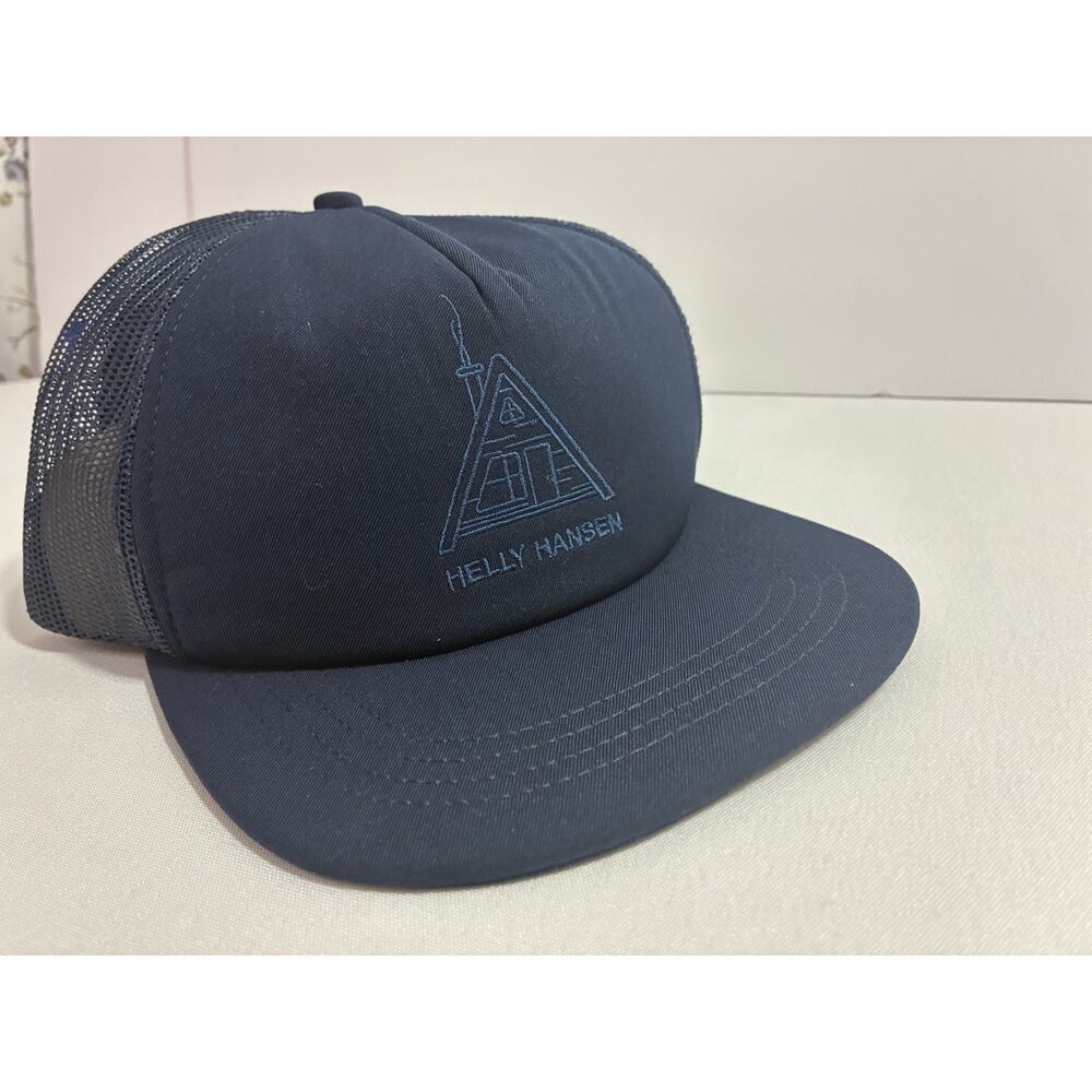 Helly Hansen A-Frame Cabin Logo Trucker Hat Navy Mesh Snapback Outdoor Hiking